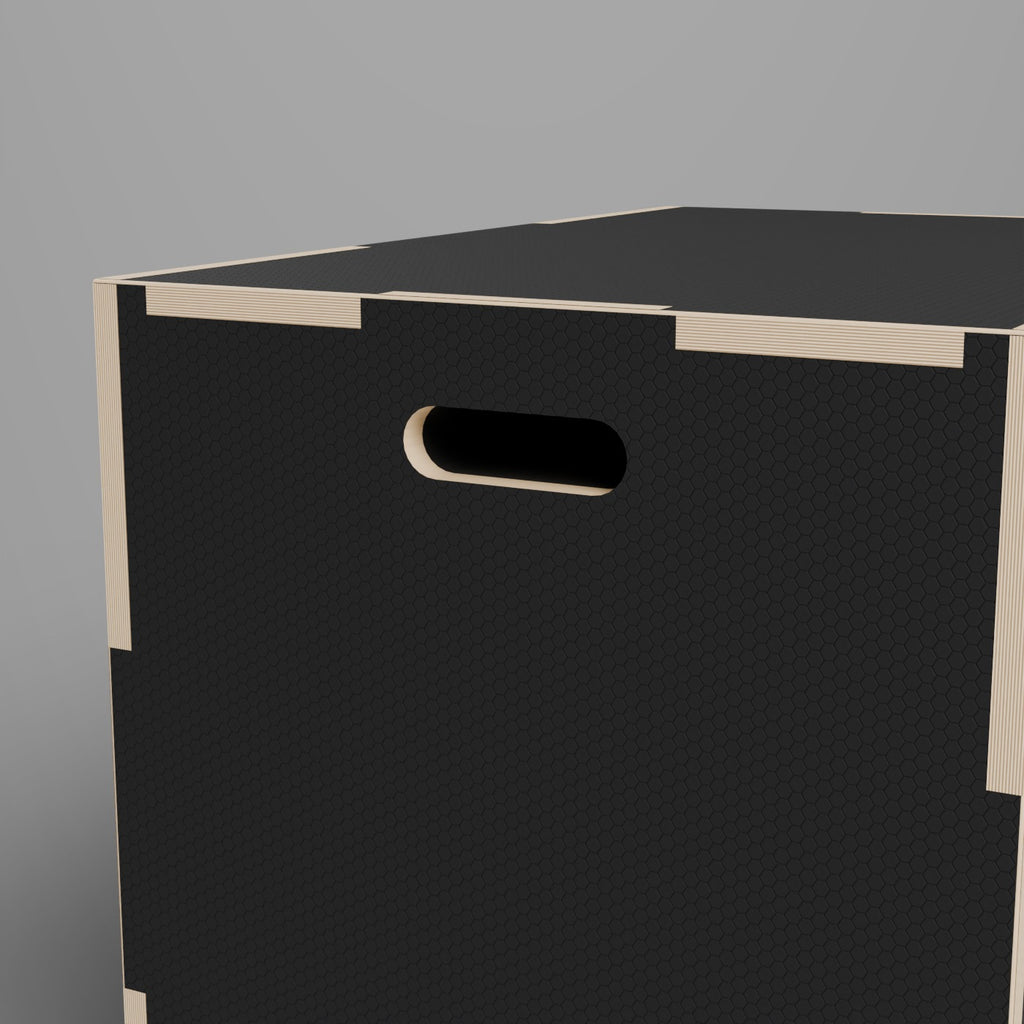 Poignée découpée et surface antidérapante à relief alvéolé de la PlyoBox
